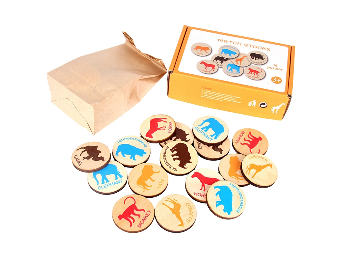 Brinquedo Educativo De Memória Em Madeira Para Crianças Jogo De Parear Animal Interativo