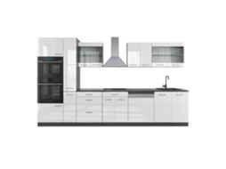 Cozinha R-Line, 350 cm com armário alto, PT Antracite, Branco brilhante/Antracite, VICCO