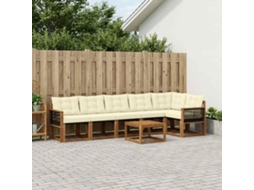 Vidaxl Conjunto De Sofás Para Exterior 7 Unid. Natural E Creme