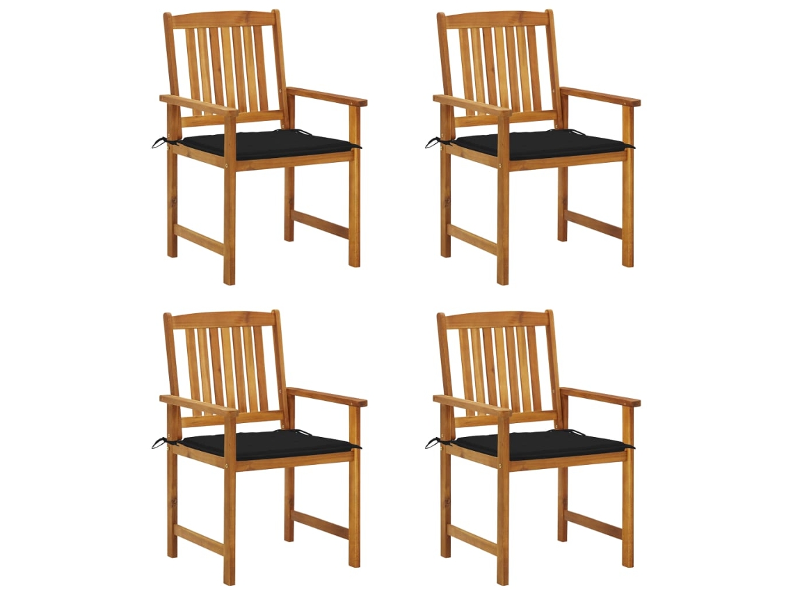Garden Chair, Garden Chairs Vidaxl Preto Madeira De Acácia (n/a)