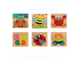Conjunto de Quebra cabeças Madeira Pacote com 6 Brinquedos Montessori em Habilidade Motora Fina Jogo Presente Educacional Pré HENTEN HOME