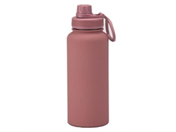 Garrafa De Água Esportiva De 1l Em Aço Inoxidável, Garrafa Térmica Grande, Copo De Água Portátil Para Uso Externo Com Alça Rosa Fumaça Brilvibera