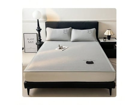 Lençol De Cama De Seda Cinza Gelo, Bordado, Macio, Lavável À Máquina, 1 Lençol E 2 Fronhas, 200 X 220 Cm