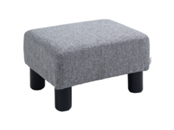 Sofá estofado em tecido de linho, puff retangular, sala e quarto, 40x30x24cm, cinza | S/MARCA