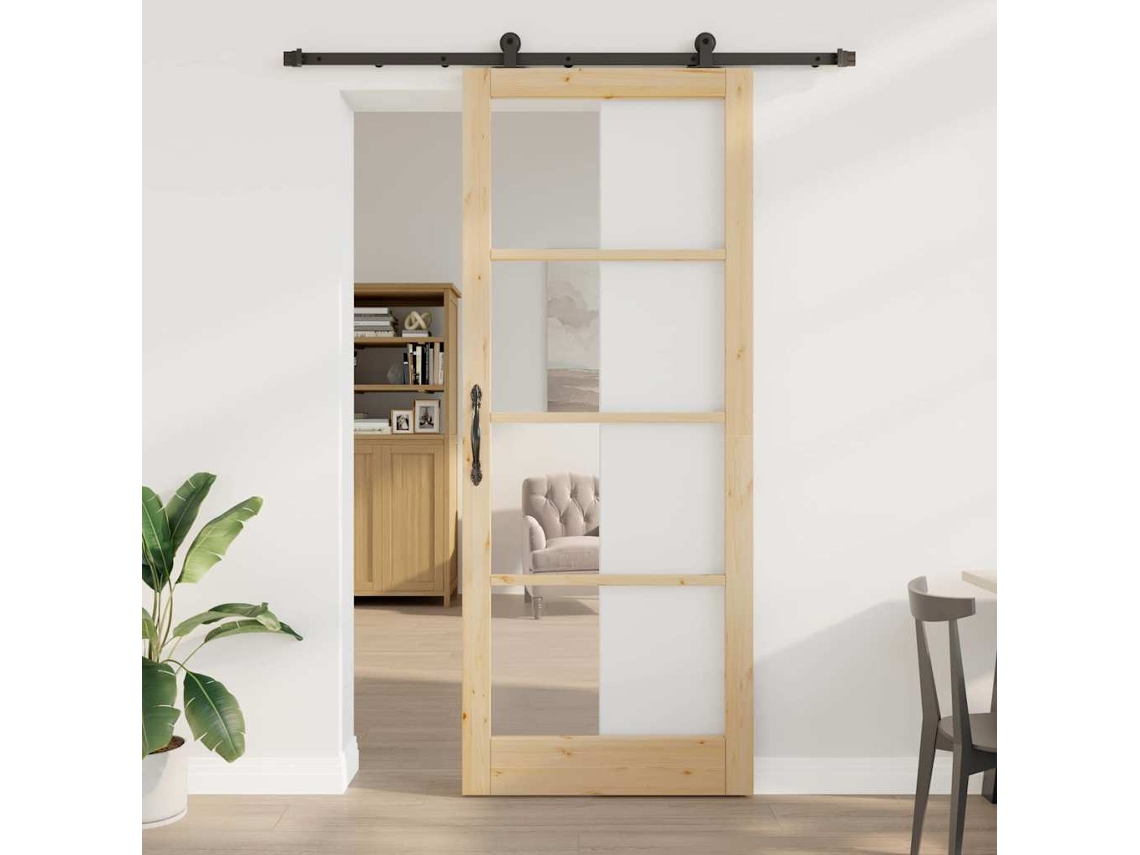 Vidaxl Porta Deslizante Orkdal 93 X 232 Cm Natural E Preto