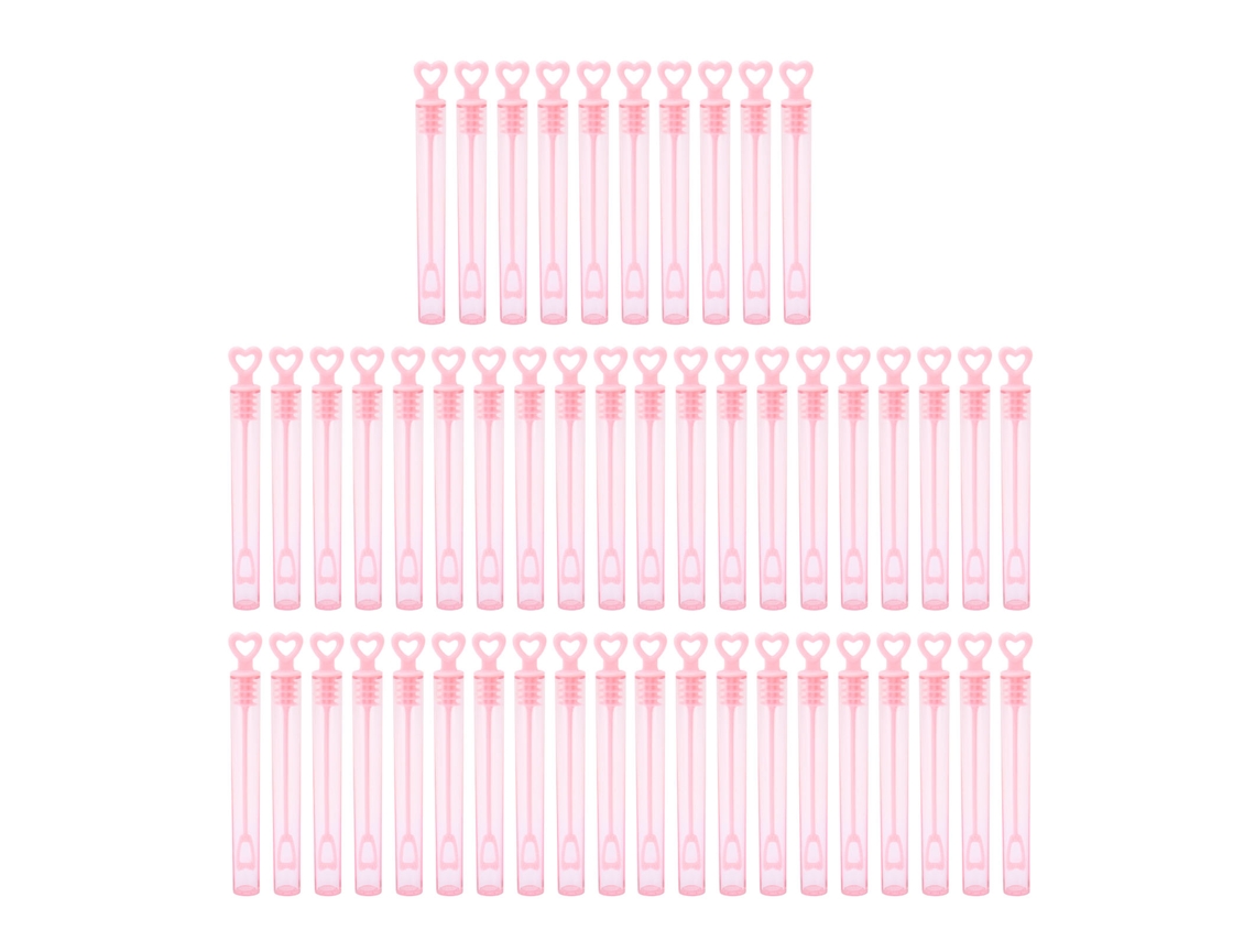 50 Varinhas de Bolhas Mini Coração Rosa para Crianças