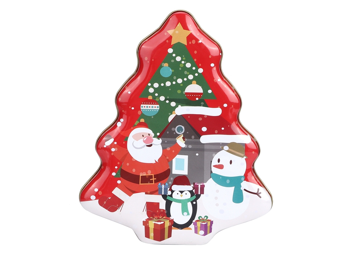 Lata Biscoitos Natal Forma Árvore Adorno
