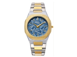 Relógio de Quartzo Masculino com Folhas em Relevo. MDUG (azul Celeste)