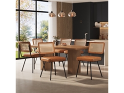 Cadeira De Jantar Em Couro Sintético (6 Unidades), Poltrona De Vime, Penteadeira, Cadeira Ergonômica, Leve E Luxuosa, Estilo Retrô.