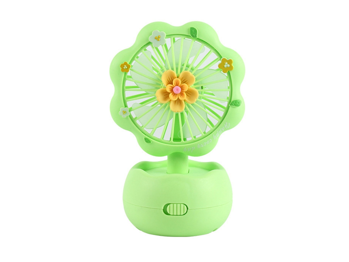 Ventilador Mini Portátil Usb Recarregável Flor Verde Crianças