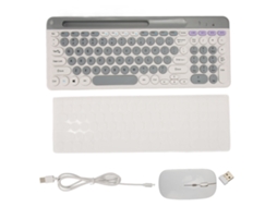 Aetheria conjunto Teclado Mouse Sem Fio Carregável Estilo Retro 2.4g Bluetooth Branco