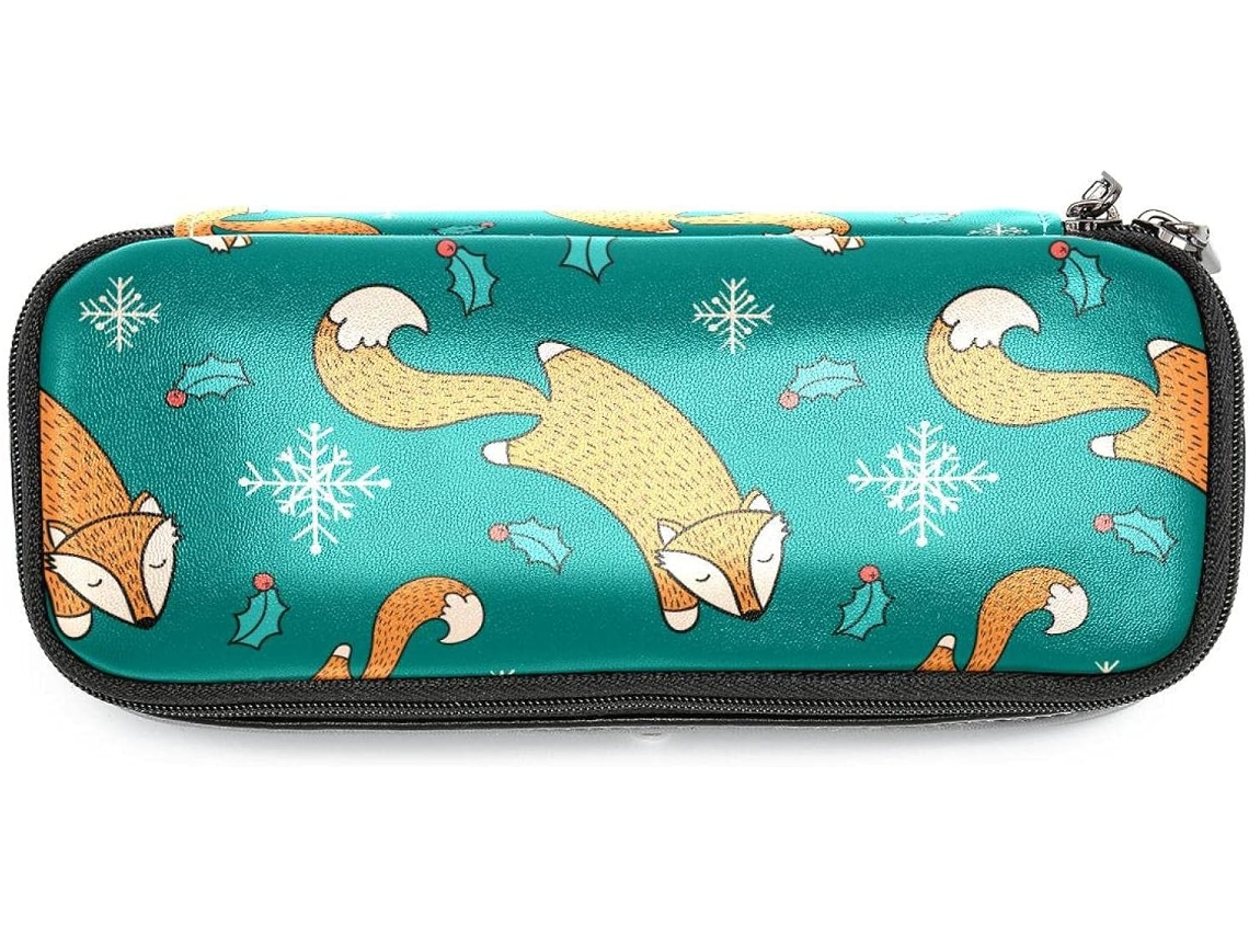 Conjunto grande com lápis e marcadores estampados da Raposa, organizador ideal para escola, mesa, adultos e meninas.