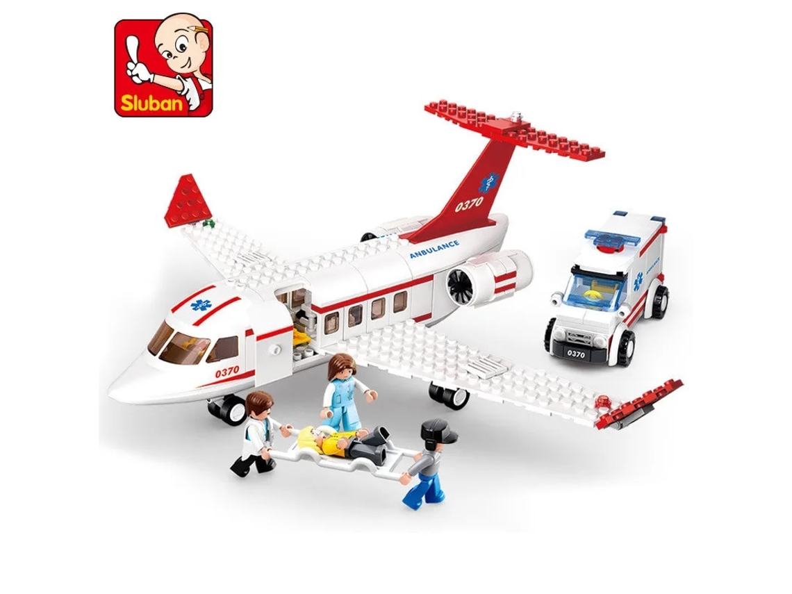 Brinquedo Educativo de Blocos de Montar Criativos: Avião de Carga com Ambulância e Avião. MDUG (estilo 1)