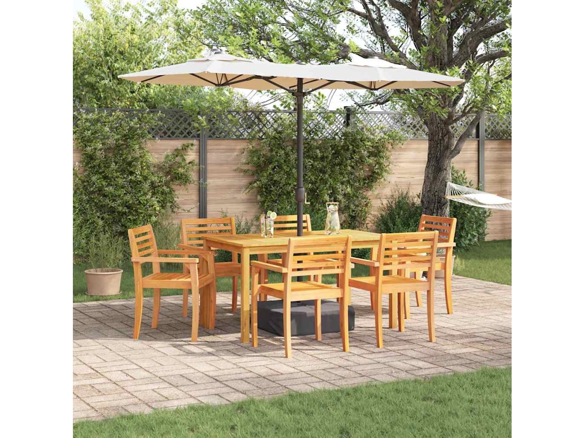 Vidaxl Conjunto De Jantar Para Jardim 7 Unid. Castanho
