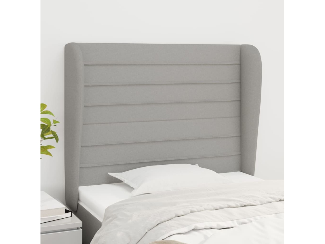 Vidaxl Cabeceira De Cama C/ Abas Tecido 93x23x118/128cm Cinzento-claro