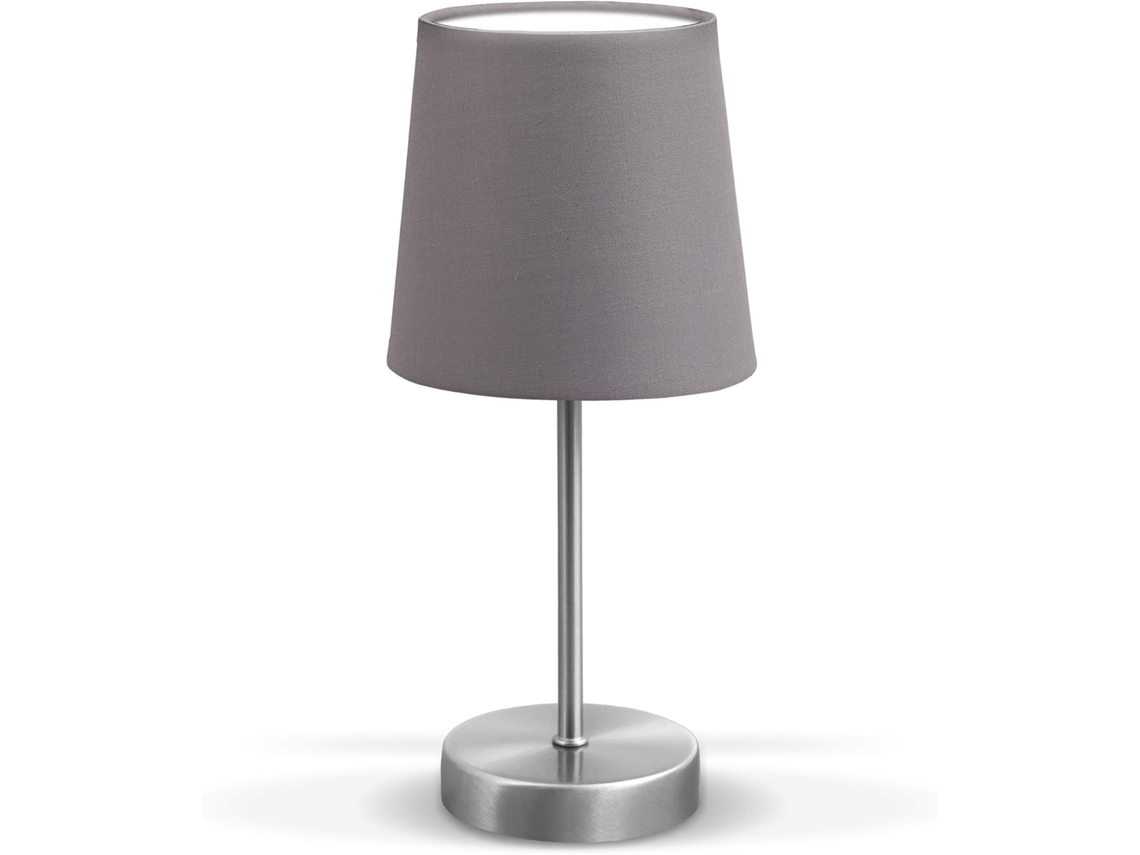 Luminária de Mesa Design Moderno Cinza Base de Metal Níquel Fosco NEVEANCE