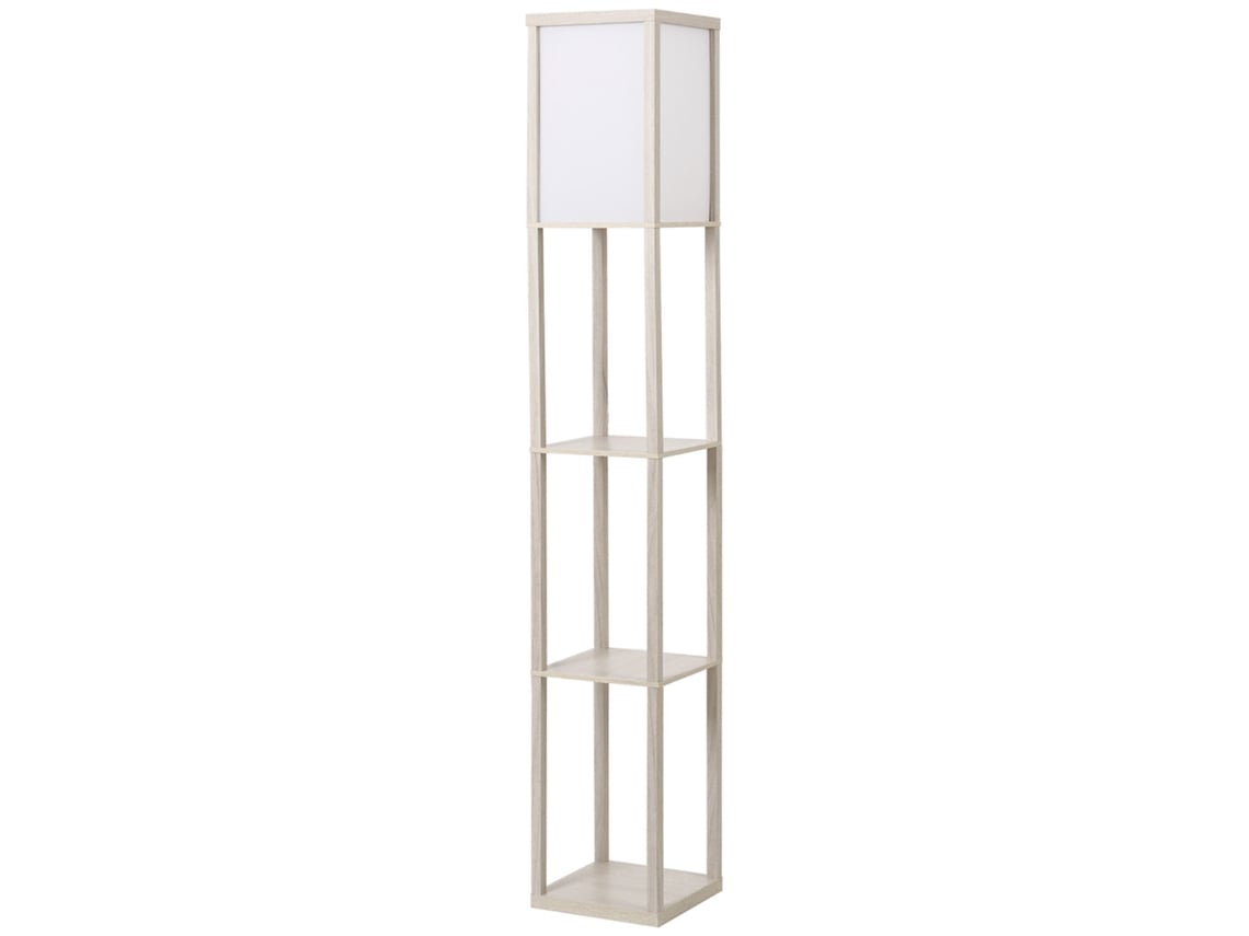 Luminária de Chão com Prateleira: 26 Cm X 26 Cm (l) X 160 Cm (a), 3 Prateleiras, 4 Níveis, Mdf Cinza Claro ORBITRA COMMERCE (c)