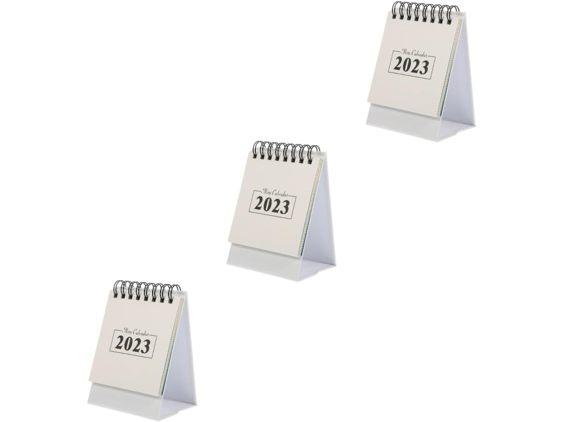 Calendário de Mesa em Miniatura Alipis 3 Peças Inglês, Decoração Simples e Prática com Espaço para Anotações.