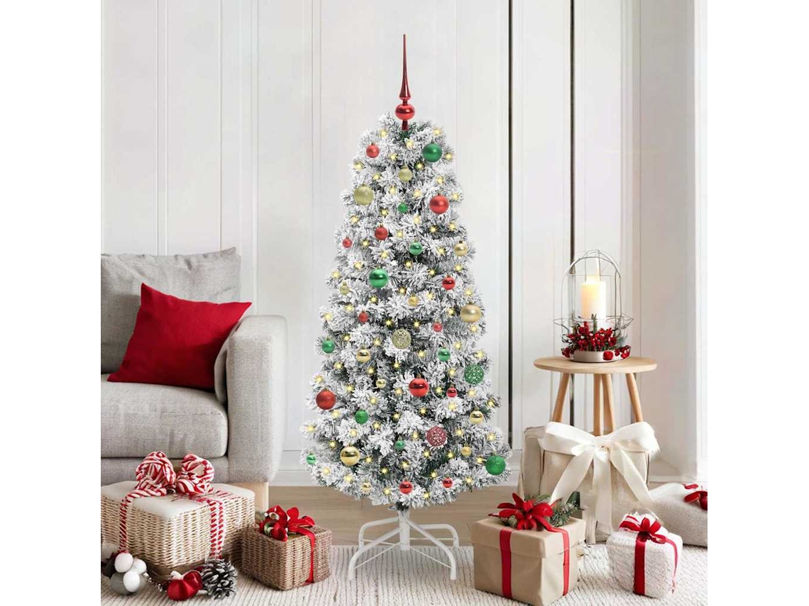 Vidaxl Árvore De Natal Articulada Artificial Verde E Branco 150 Cm