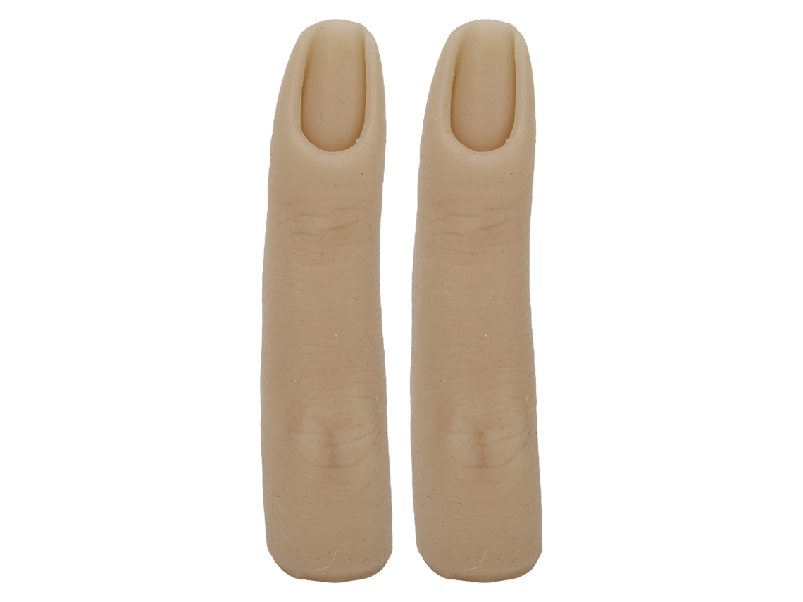 Modelo De Dedo De Prática Em Silicone Flexível Para Tatuagem, Acupuntura E Arte De Unhas 2pcs Cor Escura