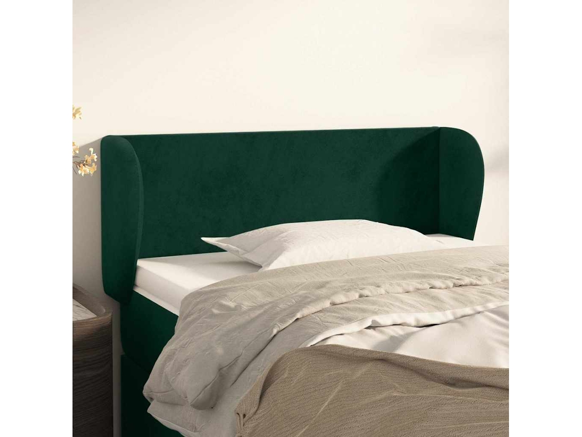 Vidaxl Cabeceira De Cama C/ Abas Veludo 103x23x78/88cm Verde-escuro