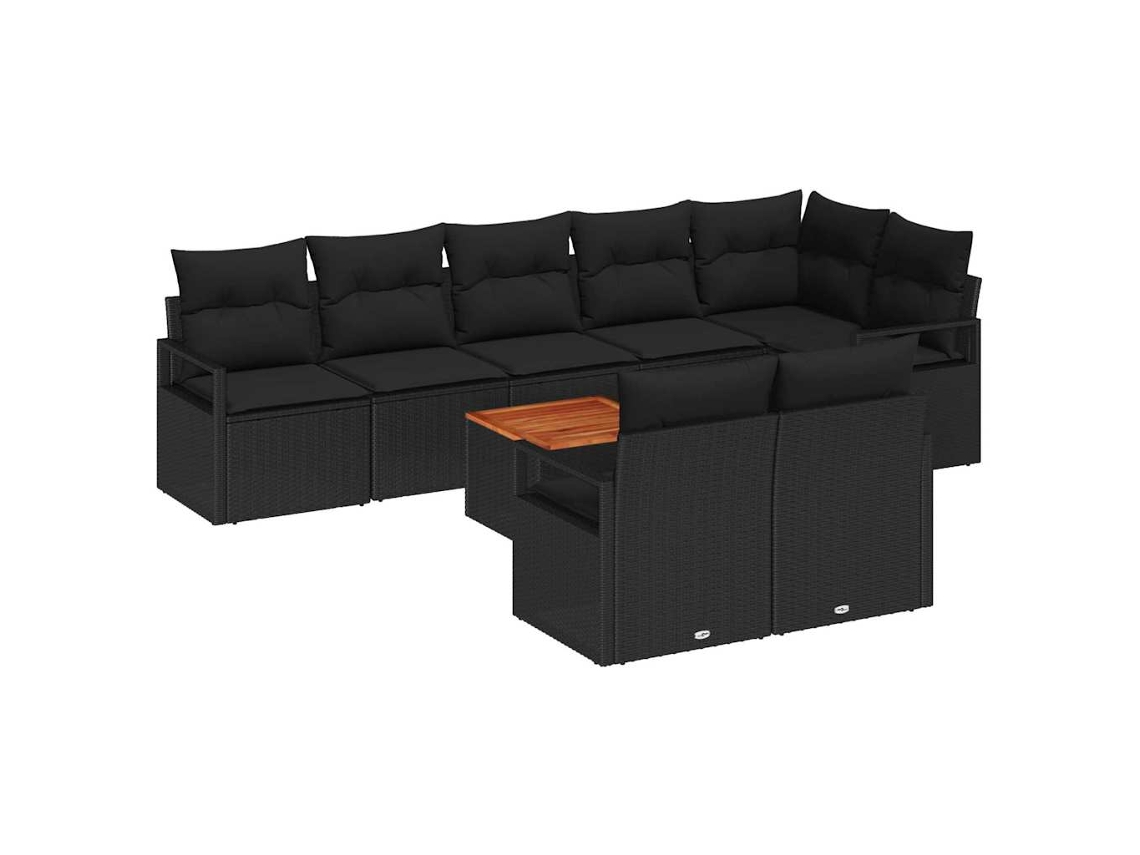 Conjunto 9 Conjunto De Sofá Modular Vidaxl Preto Vime Pe (55 X 55 X 37 Cm)