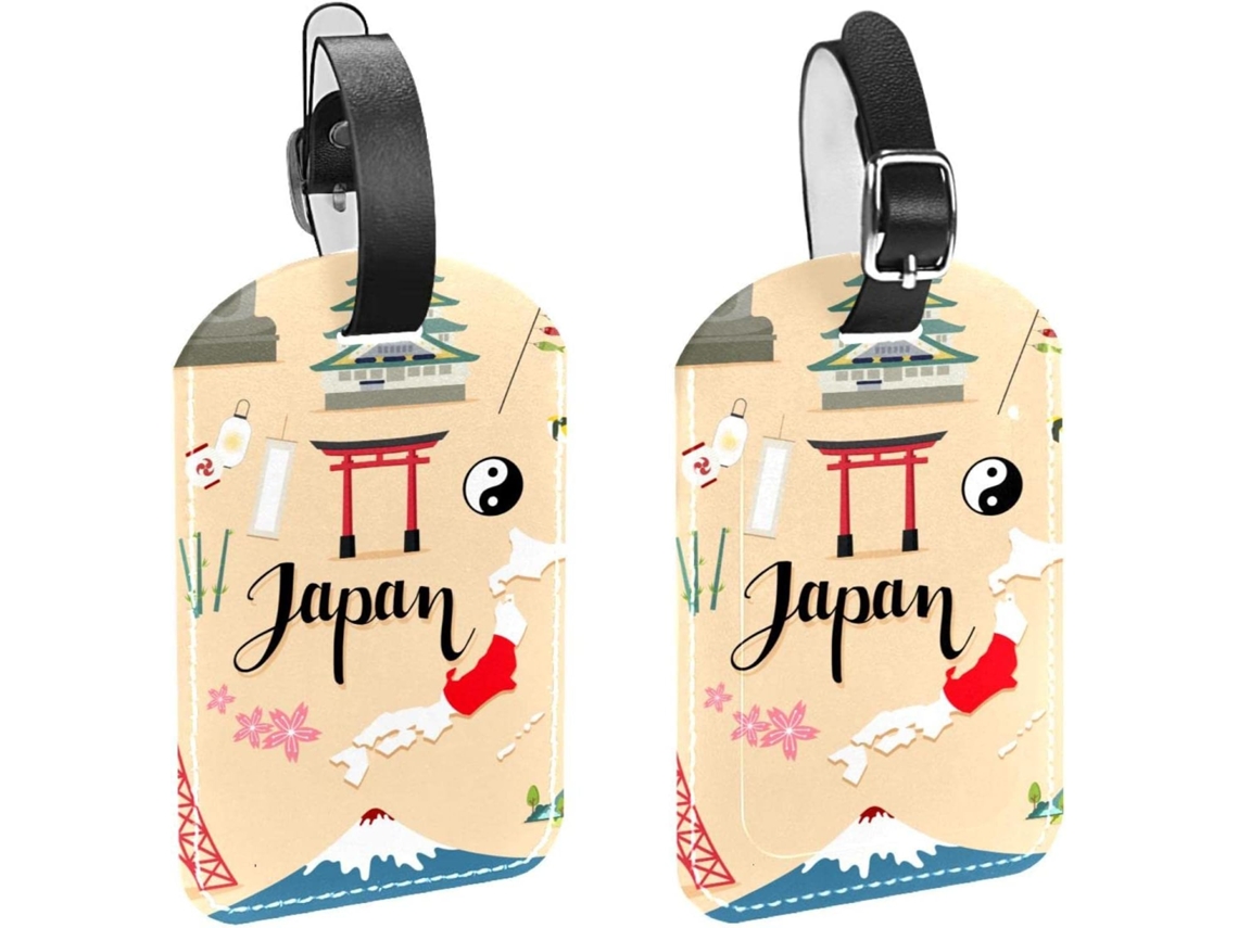 Conjunto De 2 Etiquetas Bagagem Em Couro Sintético Proteção Privacidade Turistas No Japão
