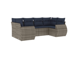 Conjunto de Sofá de Jardim, 6 Peças, Almofadas, Rattan Cinza MAISON EXCLUSIVE