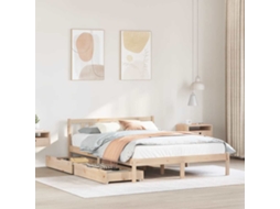 Vidaxl Cama Sem Colchão 135x190 Cm Madeira De Pinho Maciça