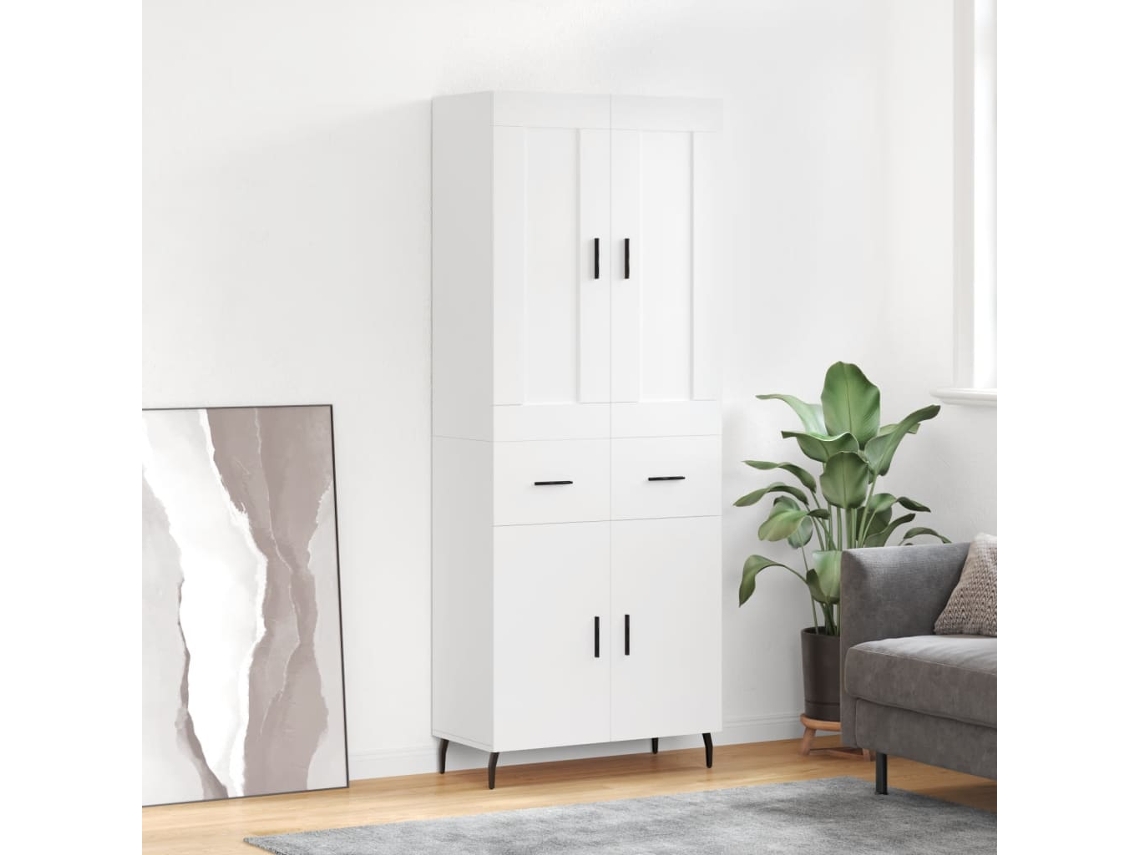 Vidaxl Armário Alto 69,5x34x180 Cm Derivados De Madeira Branco