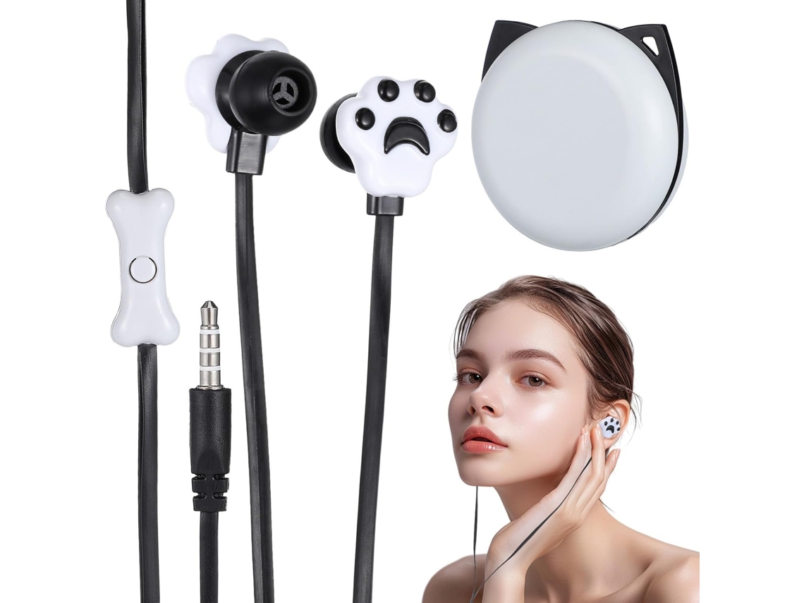 Vaguelly Casque Audio Dessin Animé Patte De Chat, Noir Abs Silicone