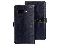 Capa Flip De Couro Sintético Com Textura De Crocodilo Para Google Pixel 9a - Azul