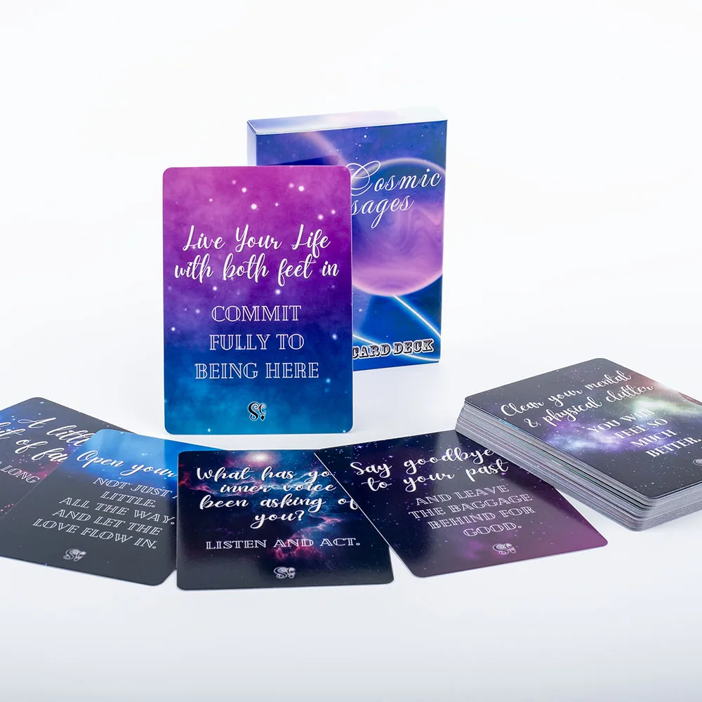 Cartas de Adivinhação com Mensagens Cósmicas MDUG (42 Cartas, Versão em Inglês, Cartas de Jogo de Tabuleiro Espiritual, 10,3 X 7,3 Cm)