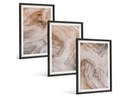Conjunto De Pinturas Texturas Abstratas De Mármore Espelharte (3 Peças 40x60 Cm)