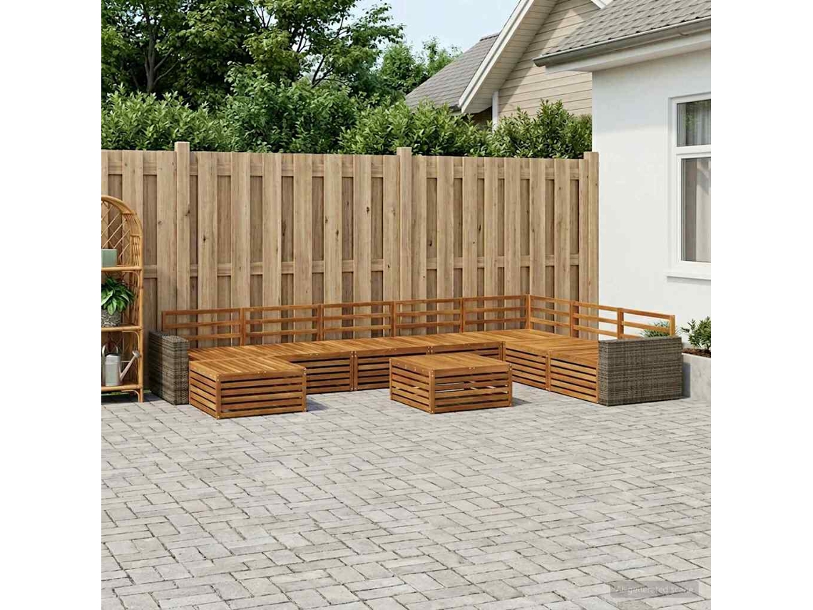 Vidaxl Conjunto De Sofás Para Exterior 9 Unid. Natural