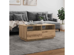 Vidaxl Mesa De Centro Com Luzes Led 90x49x40 Cm Carvalho Artesanal