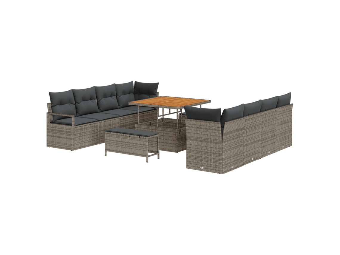 Conjunto 11 Móveis De Jardim Vidaxl Cinzento Vime Pe (100 X 100 X 71 Cm)