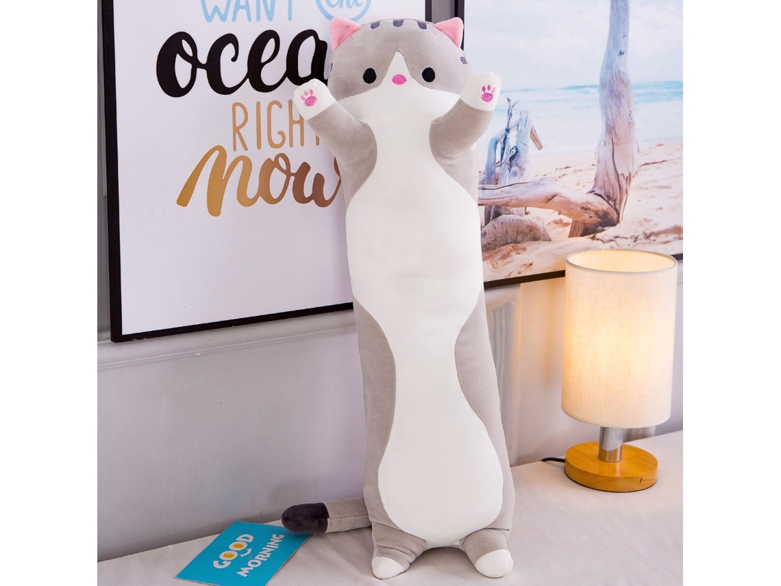 Ats almohada Corporal Larga de Peluche Gatso Suave Juguete Cojín para Dormir Abrazar 70cm Gris