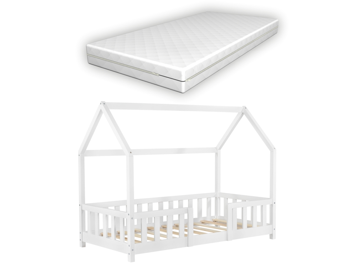 Estrutura de Cama Infantil [EN.CASA] Colchão (Branco - Madeira - 70 x 140 cm)