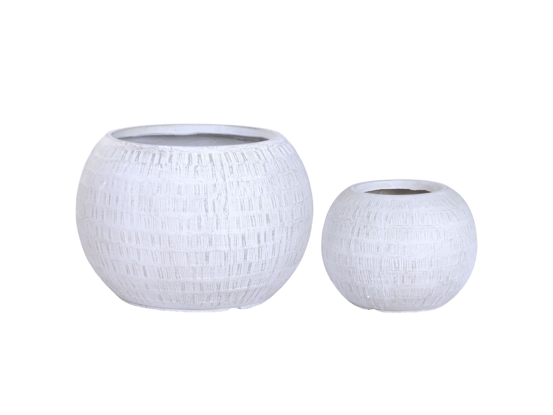Conjunto De Vasos Home Esprit Bege Fibra Magnésio 55 X 55 X 38 Cm (2 Peças)