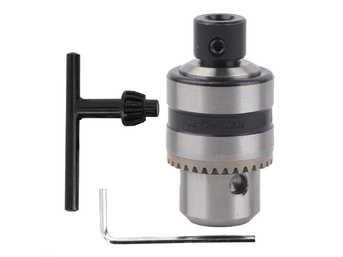 Mandril de 3 garras com encaixe tipo chave e furo de fixação de 8 mm para máquinas de polimento e retificação.