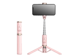 Bastão De Selfie Portátil Sem Fio Bluetooth Com Controle Remoto, Rosa