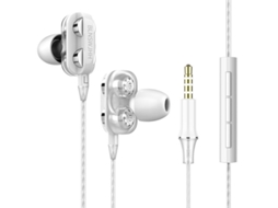 Auriculares com Fio Hifi Super Bass 3,5 Mm In-Ear Headphone Estéreo Earbuds Ergonômico desportos Headsest Presente de Aniversário Branco