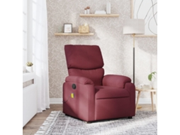 Vidaxl Poltrona De Massagens Reclinável Tecido Vermelho Tinto
