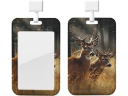 Porta-cartão de identificação animal Selvagens, com carimbo Veado, camada vertical com cordão, saco plástico