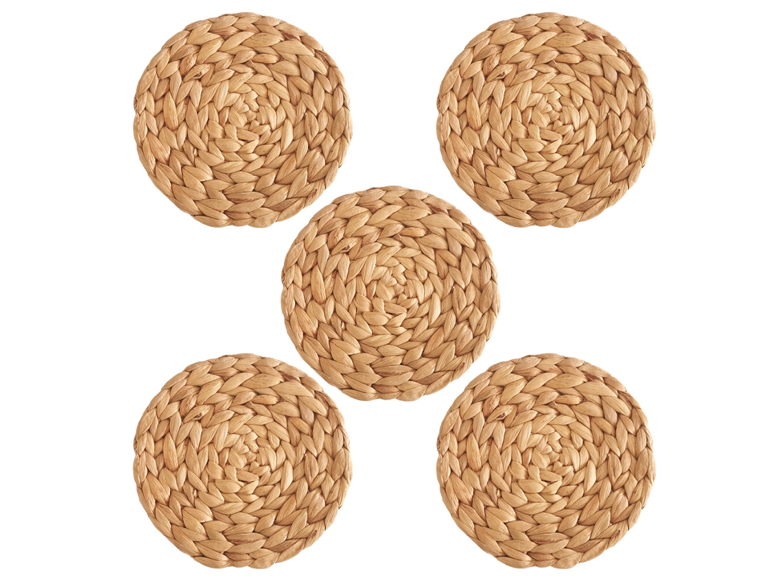Ensemble de 5 Sousplats Ronds En Rotin de 10 Cm NEVEANCE