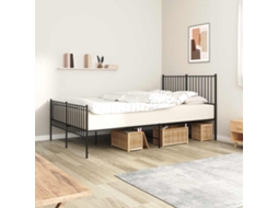 Vidaxl Estrutura De Cama Com Cabeceira E Pés 140x200 Cm Metal Preto