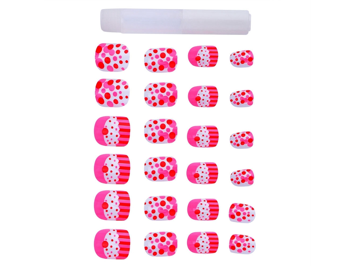 Kit De 24 Unhas Falsas De Cobertura Completa Com Esmalte Terminado E Cola Para Manicura Bspots