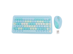 Conjunto De Teclado E Mouse Com Teclas Redondas Retrô Sem Fio 2.4g