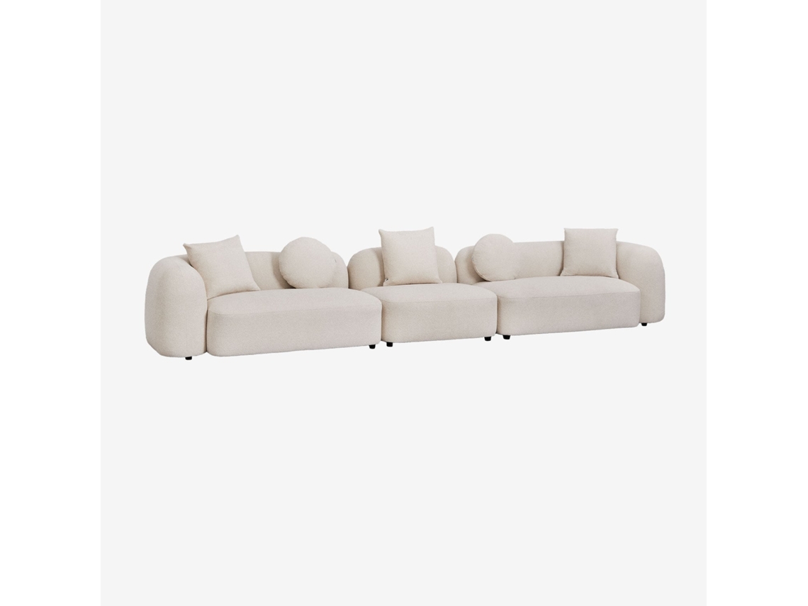 Sklum Sofá Modular De 3 Peças Em Chenille Coco Poliéster                       Chenille Branco Grosso